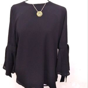 Calvin Klein textured bell sleeve blouse sz S